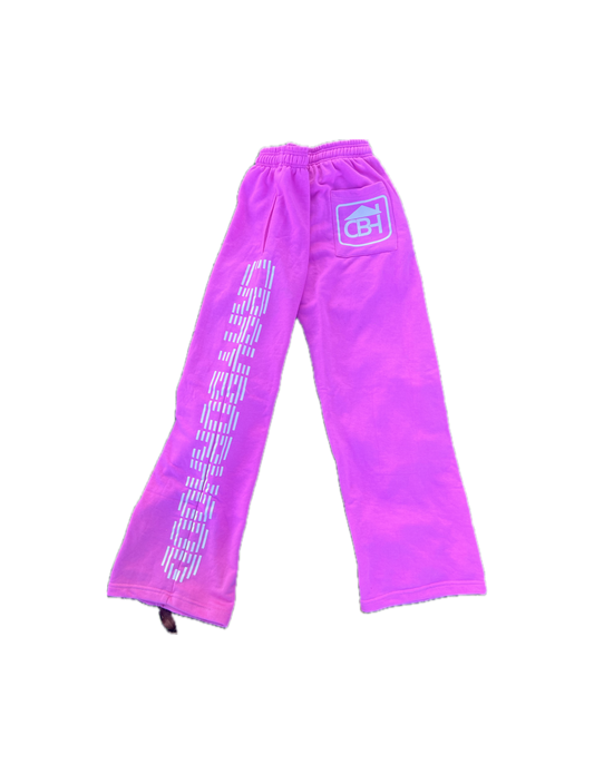 French Terry Cotton Flare Sweatpants (Pretty Pink)